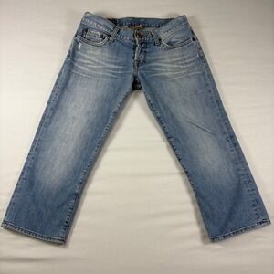 Lucky Brand Lil Lavish Cuffed Crop Jeans Womens 4 Light Wash Low Rise Button Fly